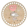 Drevené dno na košík s potlačeným motívom - kruh 15 cm víla na hojdačke 195