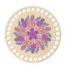 Drevené dno na košík s potlačeným motívom - kruh 15 cm Mandala z pierok 230