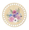 Drevené dno na košík s potlačeným motívom - kruh 15 cm Kytica kvetov 238