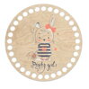 Drevené dno na košík s potlačeným motívom - kruh 15 cm zajačik pretty girl 147