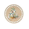 Drevené dno s vianočným motívom kruh 15cm - vianočný stromček 557