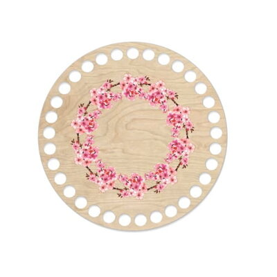 Drevené dno s potlačeným motívom kruh15 cm - ružové kvety 428