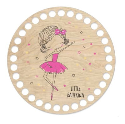 Drevené dno na košík s potlačeným motívom - kruh 15 cm little ballerina 149