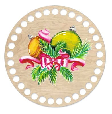 Drevené dno na košík s potlačeným motívom - kruh 15 cm Vianočná ozdoba 120