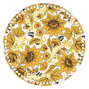 Drevené dno s potlačeným motívom kruh 30 cm - Žlté kvety 042
