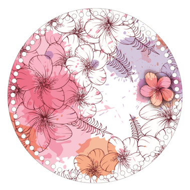 Drevené dno s potlačeným motívom kruh 30 cm - Pastelové kvety 054
